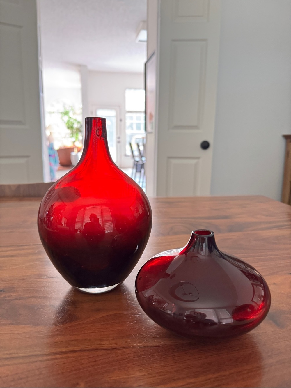 Ikea RUBY RED Salong Glass Bud VASES by Modernist Johanna Jelinek Set~2 Retired